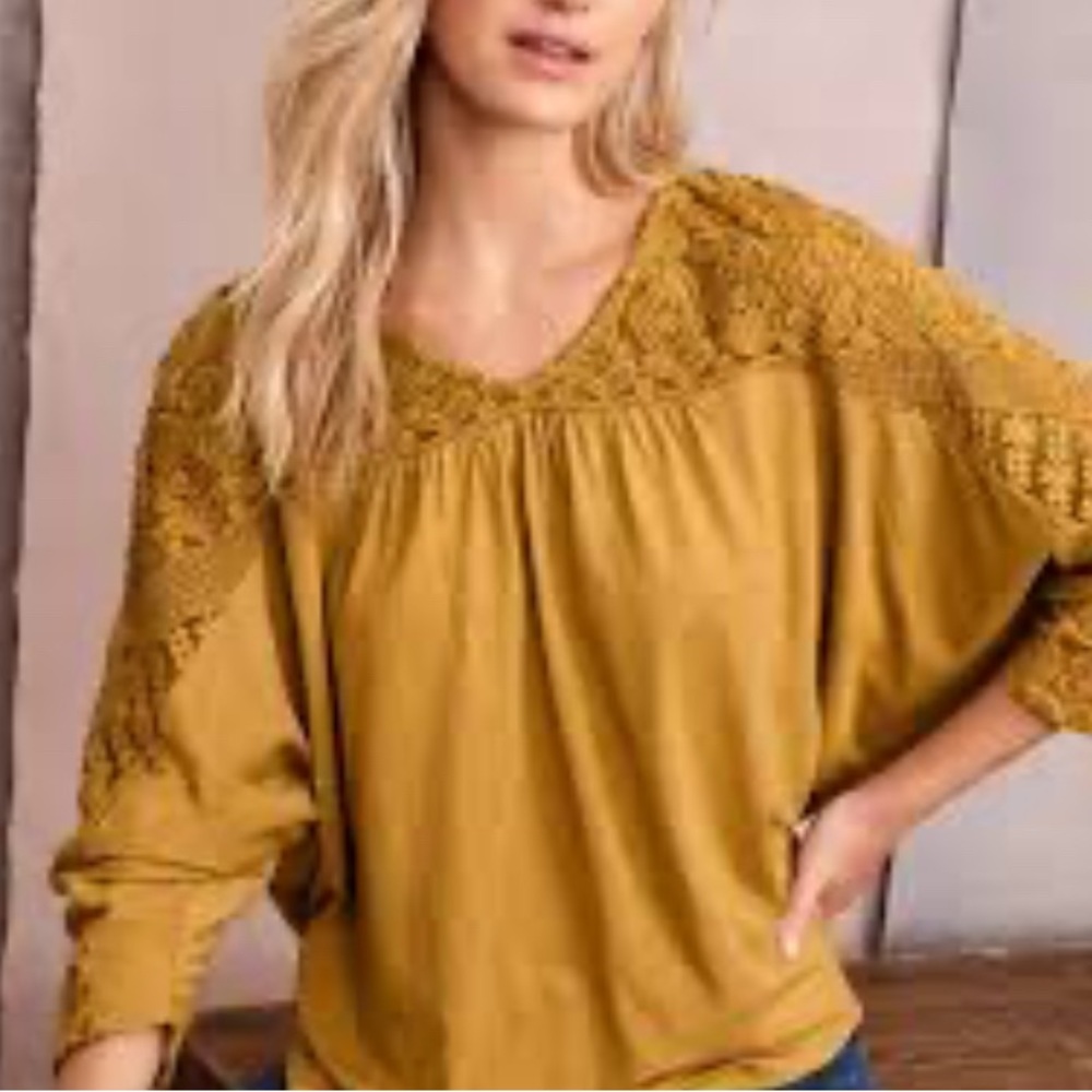 Garnet Hill Yellow Boxy Ruffled Blouse Size XL Summer Boho